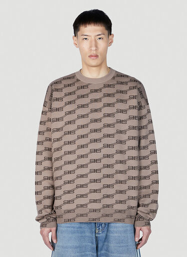 Balenciaga Logo Jacquard Sweater Beige bal0151019