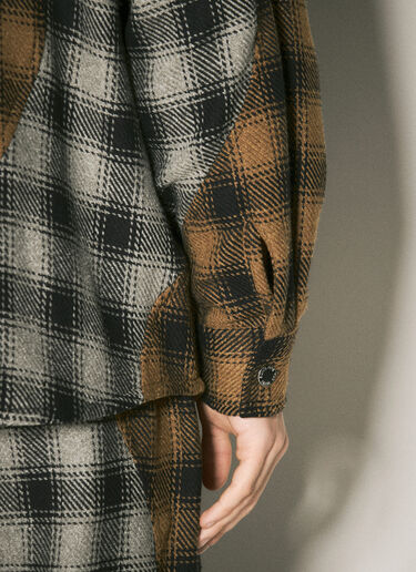 Song for the Mute Plaid Shirt Jacket Brown sfm0158015
