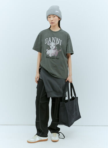 GANNI Future Heavy Lamb T-Shirt Grey gan0255039