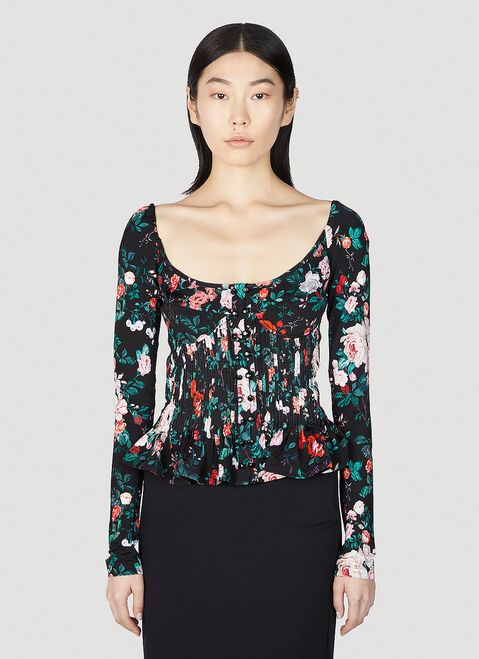 Valentino Black Rose Sculpted Top Black val0249009