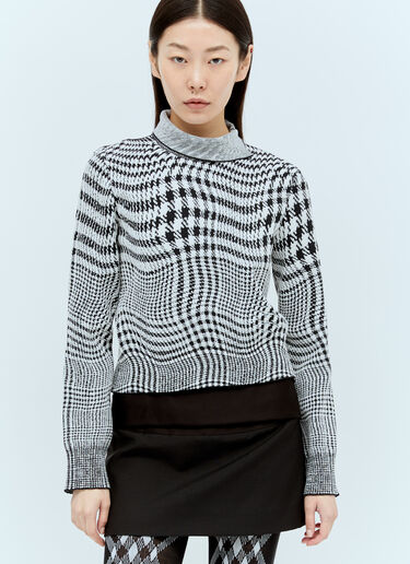 Burberry Warped Houndstooth Wool-Blend Sweater Grey bur0255042