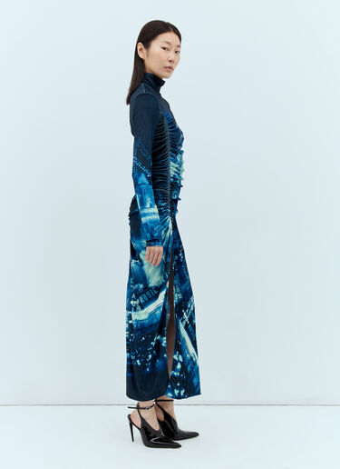 Pigalle Gathered Velvet Dress Jean Paul Gaultier Pigalle Gathered Velvet Dress Blue jpg0258005