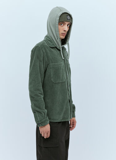 Stone Island Velvet Corduroy Compass Patch Overshirt Green sto0154038