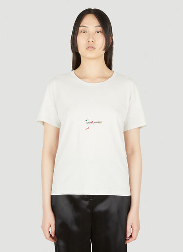 Saint Laurent x © Bruno V. Roels Logo Print T-Shirt White sla0247032
