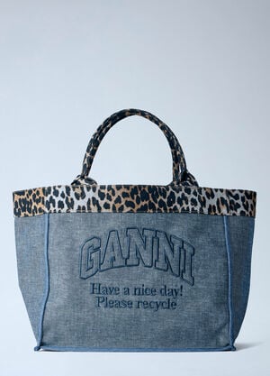 GANNI Medium Trapeze Reversible Shopper Bag Blue gan0263043