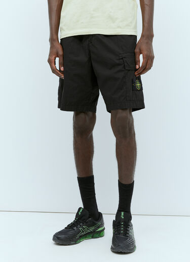 Stone Island 徽标贴饰百慕大短裤 黑色 sto0156054