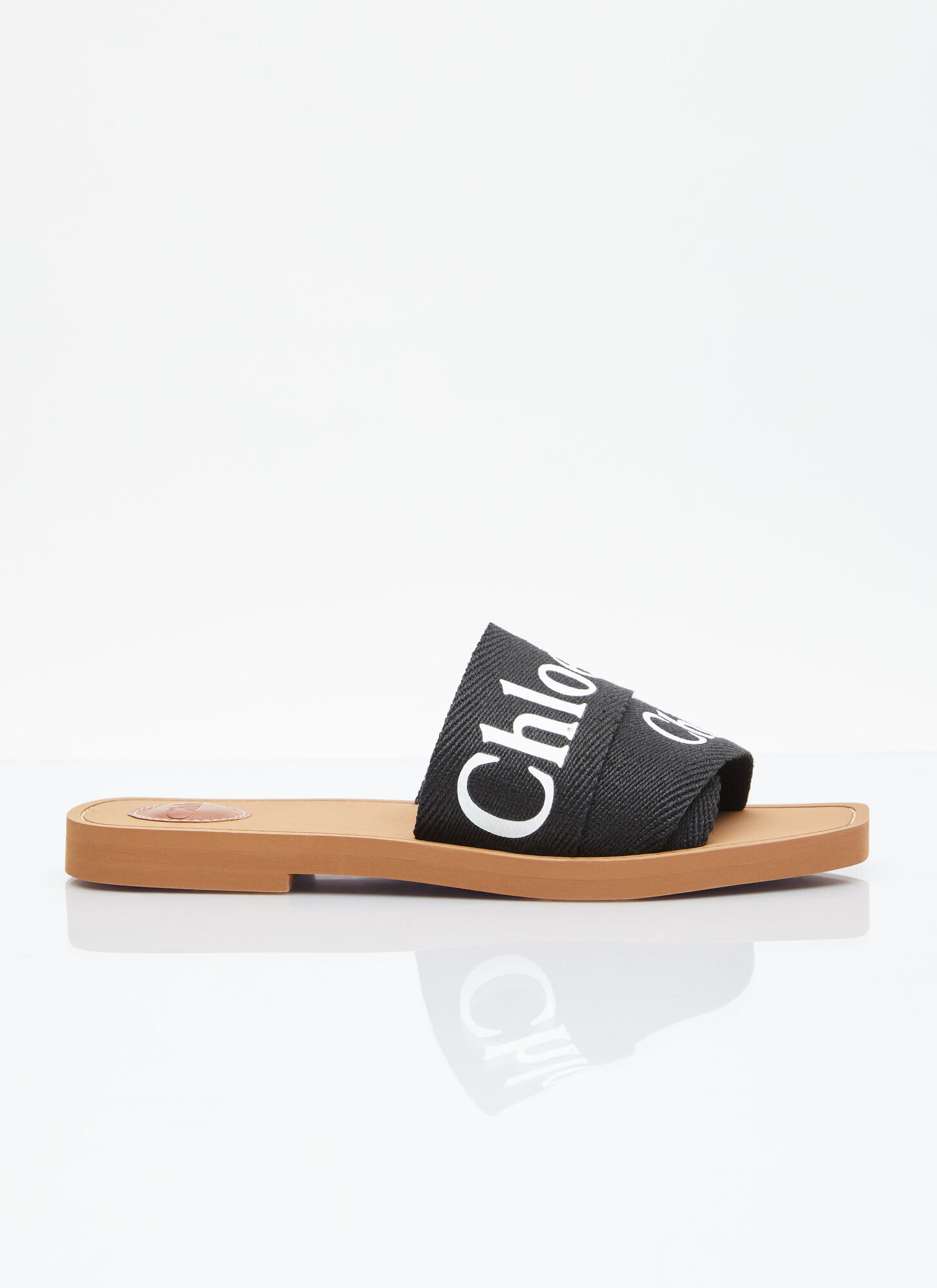 Shop Chloé Logo Print Slides In Black