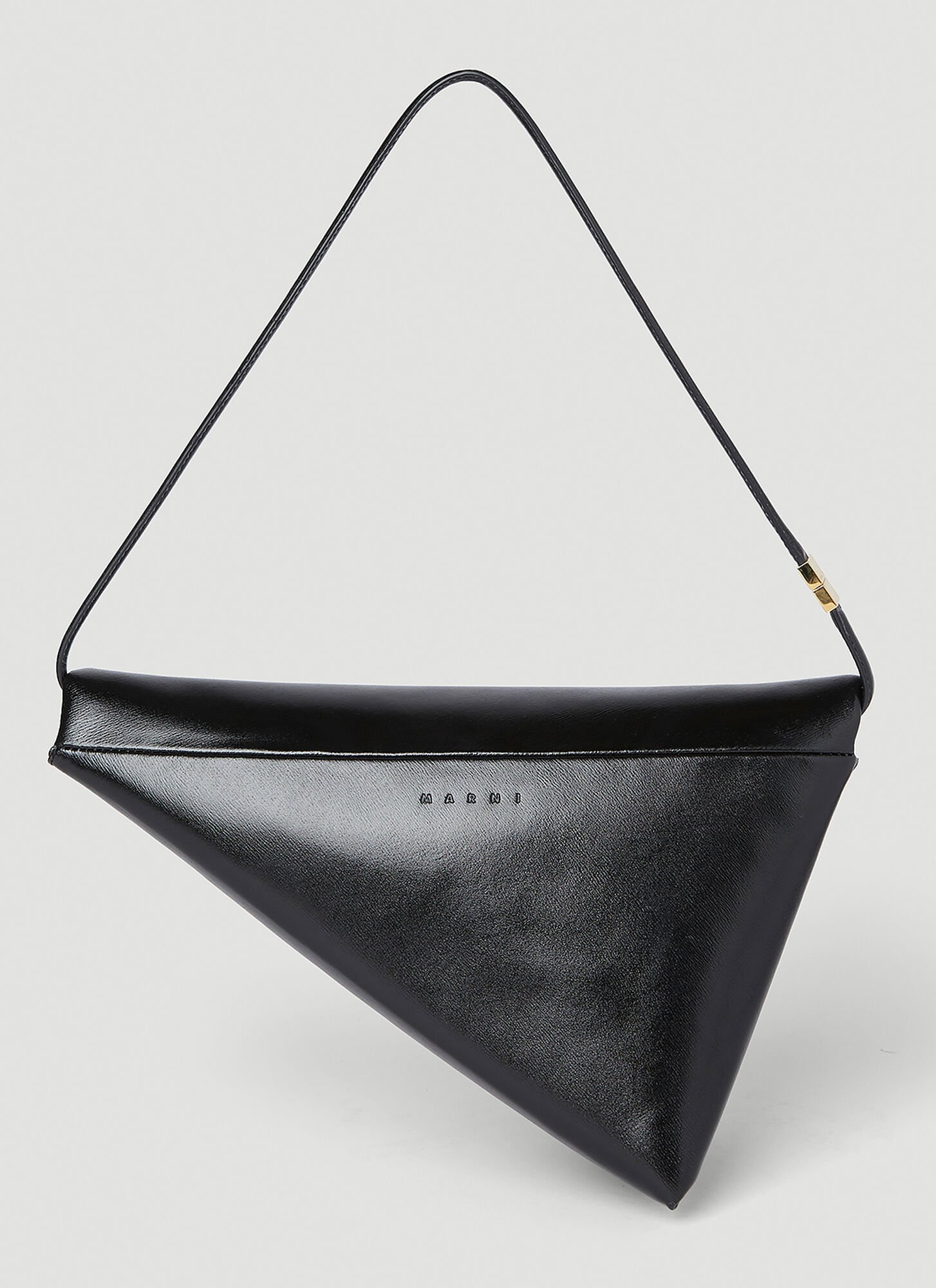 Marni Leather Prisma Triangle Shoulder Bag In Black
