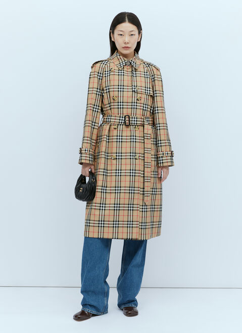 The Row Check Cotton Gabardine Trench Coat Cream row0251014