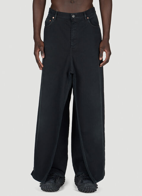 Balenciaga Double-Front Draped Denim Jeans Black bal0154054