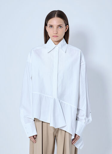 LN-CC® - Sportmax: Asymmetric Cotton Poplin Shirt - White Sportmax Asymmetric Cotton Poplin Shirt White spx0265025