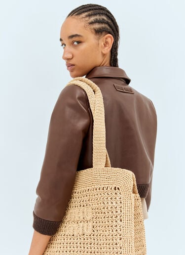 Woven Fabric Tote Bag Miu Miu Woven Fabric Tote Bag Beige miu0258056