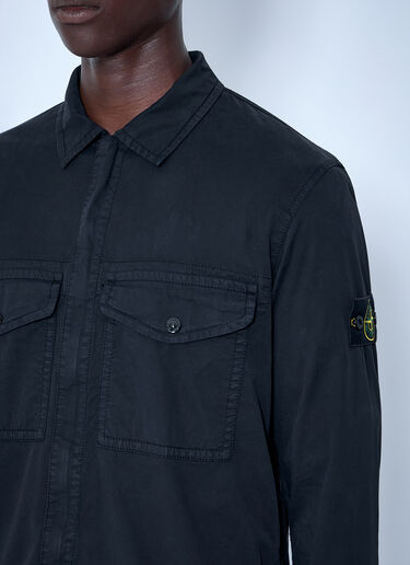 Stone Island Button-Down Cotton Shirt Black sto0165068