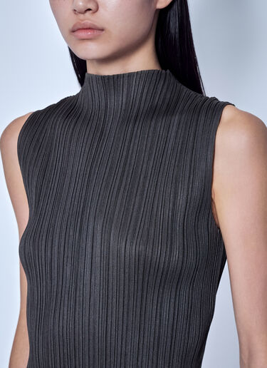 LN-CC® - Pleats Please Issey Miyake: August Colors High-Neck Top - Dark Grey Pleats Please Issey Miyake August Colors High-Neck Top Dark Grey plp0266065