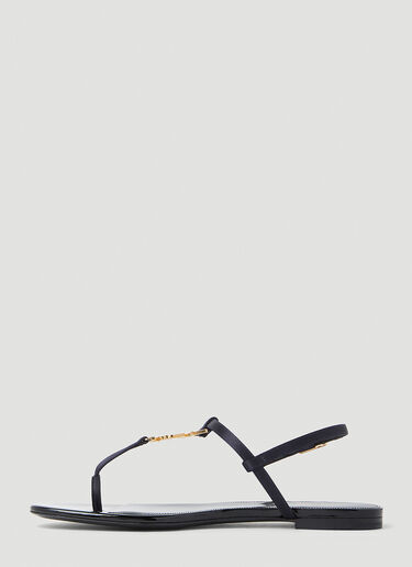 Saint Laurent Cassandra Flat Sandals Navy sla0252032