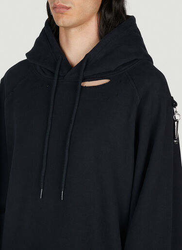 Raf Simons Distressed Hooded Sweatshirt Black raf0152011