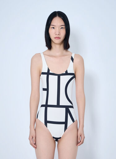 LN-CC® - Toteme: Monogram Swimsuit - White Toteme Monogram Swimsuit White tot0265073