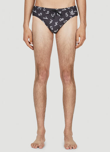 Vivienne Westwood Numerical Print Swim Briefs Black vvw0152004