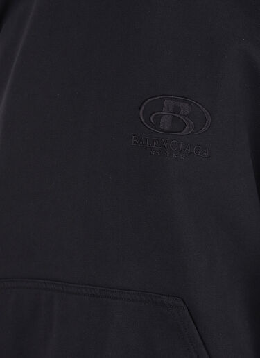 Logo Embroidery Hooded Sweatshirt Balenciaga Logo Embroidery Hooded Sweatshirt Black bal0246065