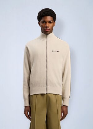 Palm Angels Classic Logo Knit Track Jacket Beige pma0162109