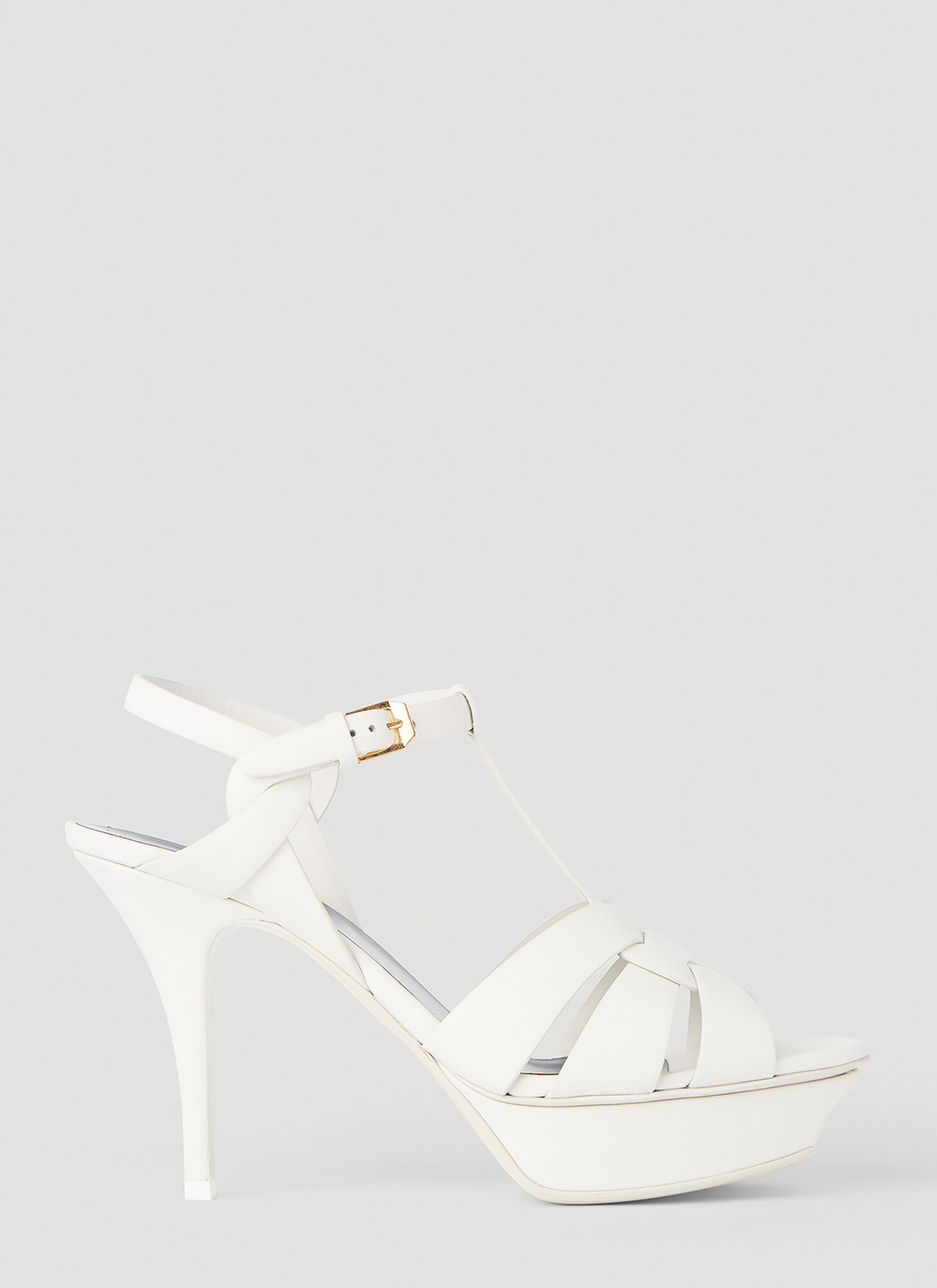 Shop Saint Laurent Tribute Heeled Sandals In White