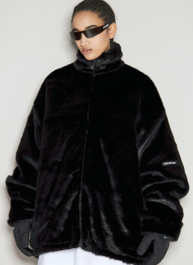 Balenciaga Faux-Fur Zip-Up Jacket Black bal0255101