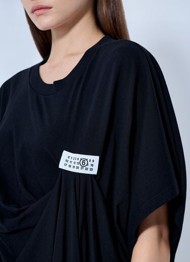 LN-CC® - MM6 Maison Margiela: Draped Midi Dress - Black MM6 Maison Margiela Draped Midi Dress Black mmm0265003