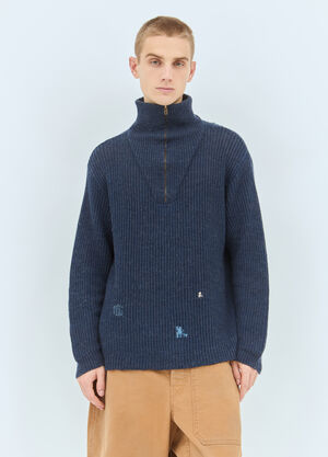 Maison Margiela Summer Shetland Knit Sweater Blue mla0158009