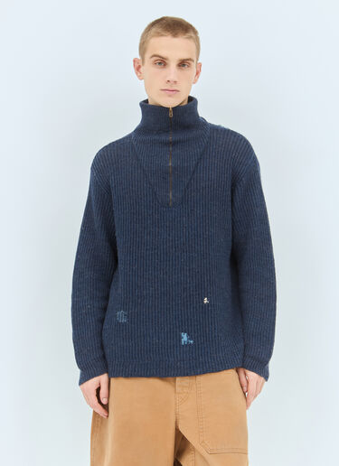 Maison Margiela Summer Shetland Knit Sweater Blue mla0158009