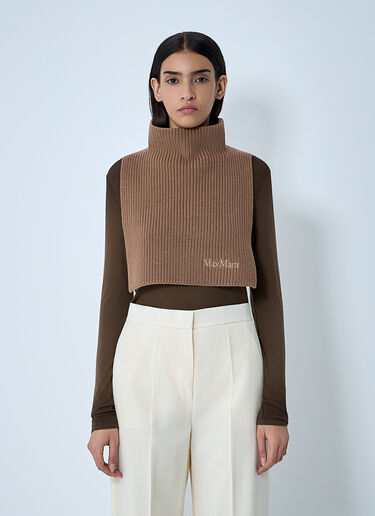 Max Mara ロゴモチーフウールスカーフ キャメル max0262034