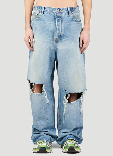 Balenciaga Destroyed Baggy Jeans Blue bal0353002