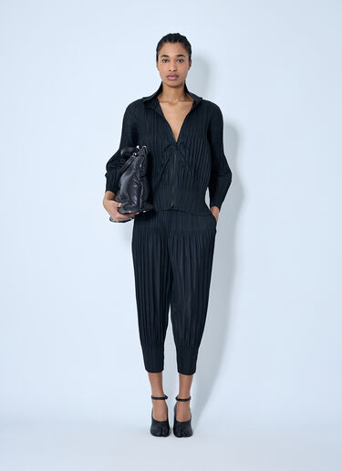 Pleats Please Issey Miyake Pleated Fluffy Jacket Black plp0260008