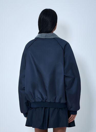 Miu Miu Technical Gazar And Fleece Bomber Jacket Blue miu0263007