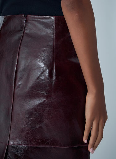 Sportmax Leather Midi Skirt Bordeaux spx0262005