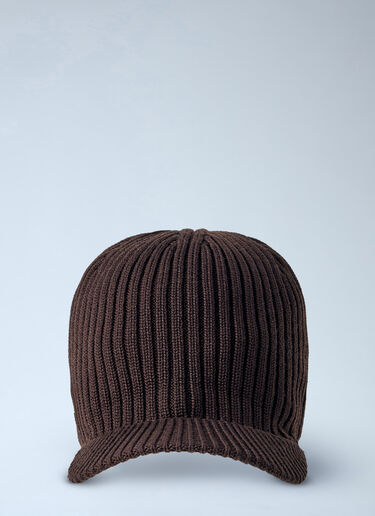 LN-CC® - Y-3 X WB: Ribbed Knit Beanie - Brown Y-3 X WB Ribbed Knit Beanie Brown ywb0364005