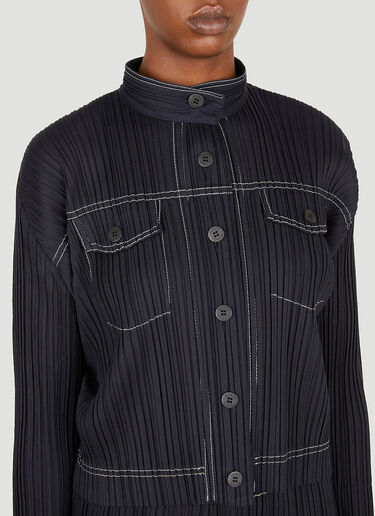 Pleats Please Issey Miyake Plissé 对比色缝线夹克 黑色 plp0251007