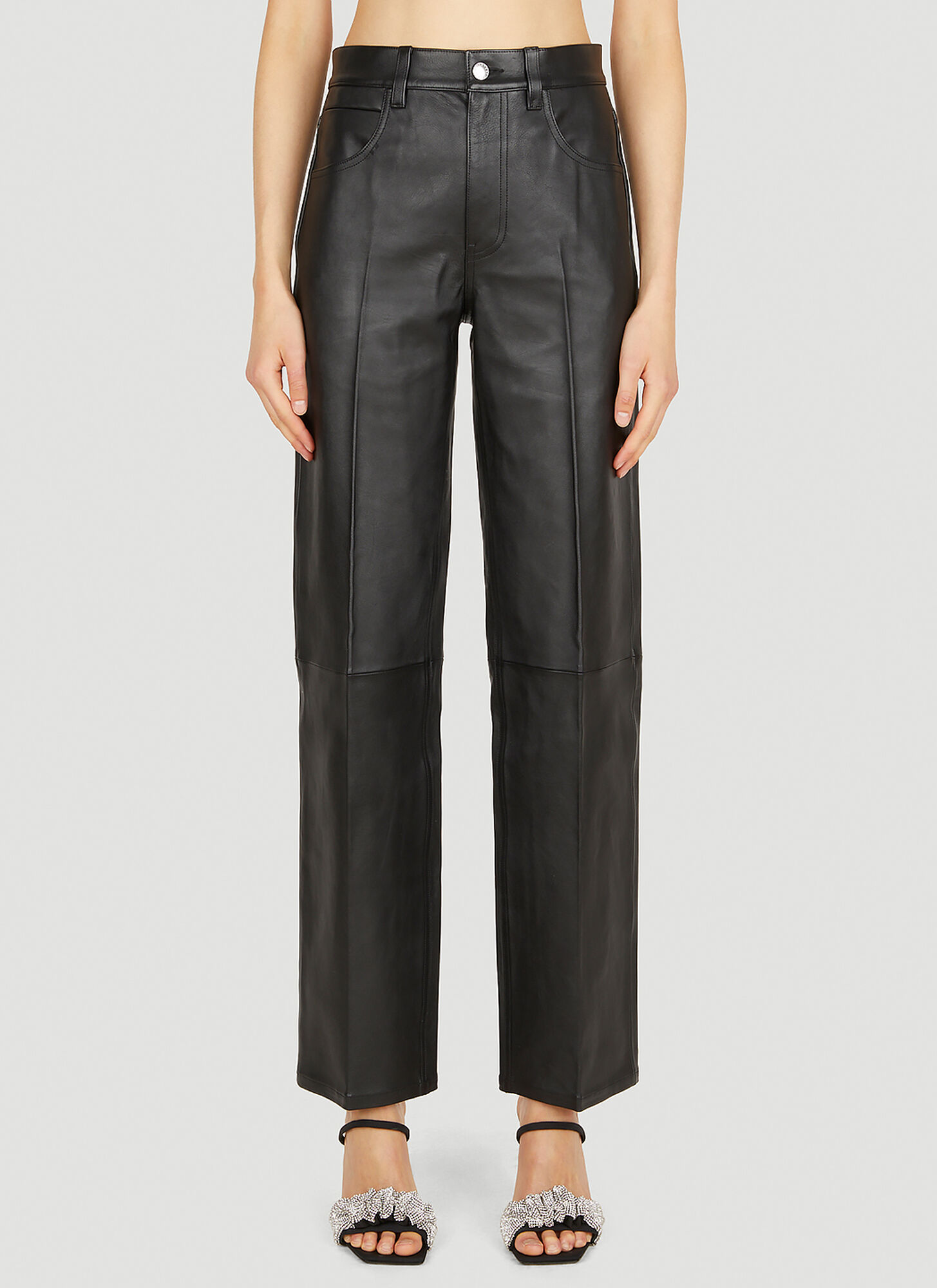 Shop Alexander Wang Panelled Leather Pants In Black