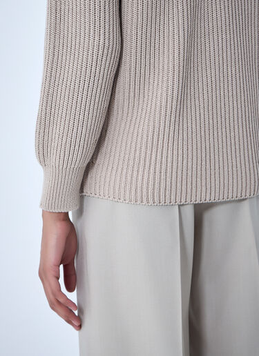 Max Mara Ribbed Knit High Neck Sweater Beige max0264307