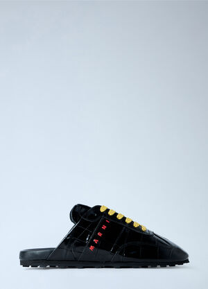 Marni Laced Leather Mules Black mni0265021