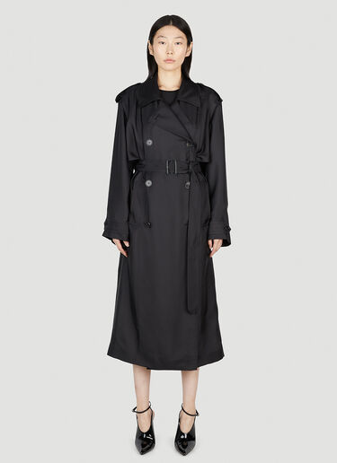 Saint Laurent Satin Trench Coat Black sla0251046