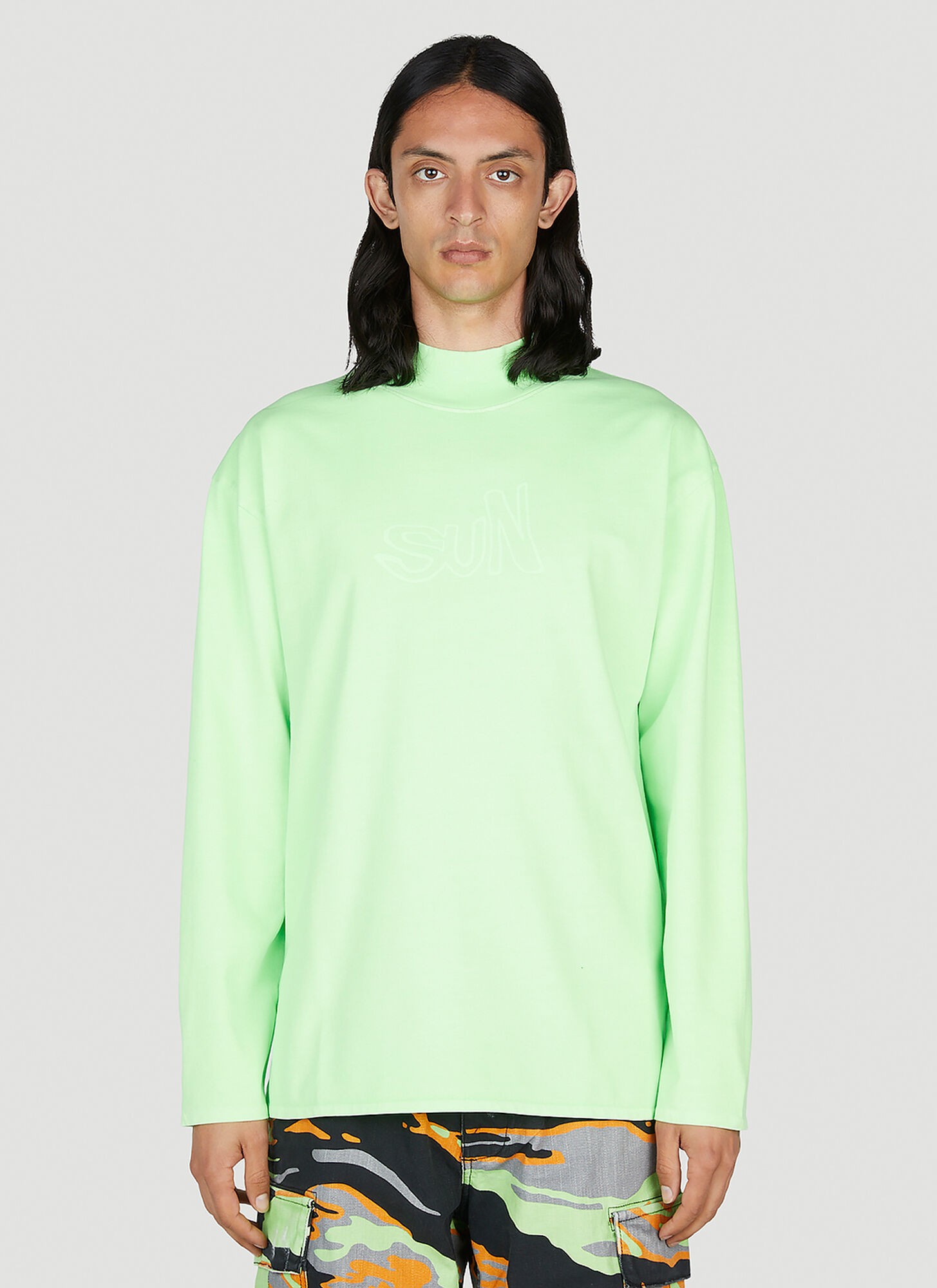 Shop Erl Long Sleeve T-shirt In Green
