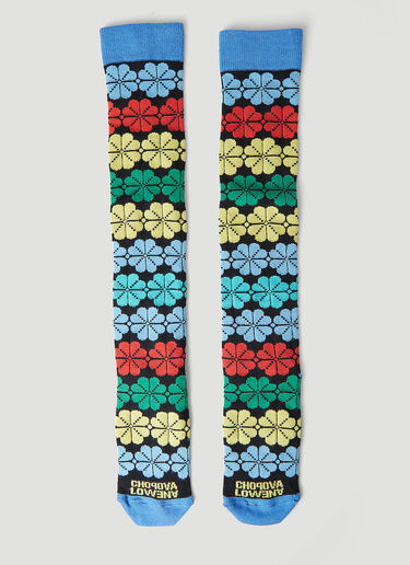 Chopova Lowena Long Geometric Floral Socks Blue cho0248030