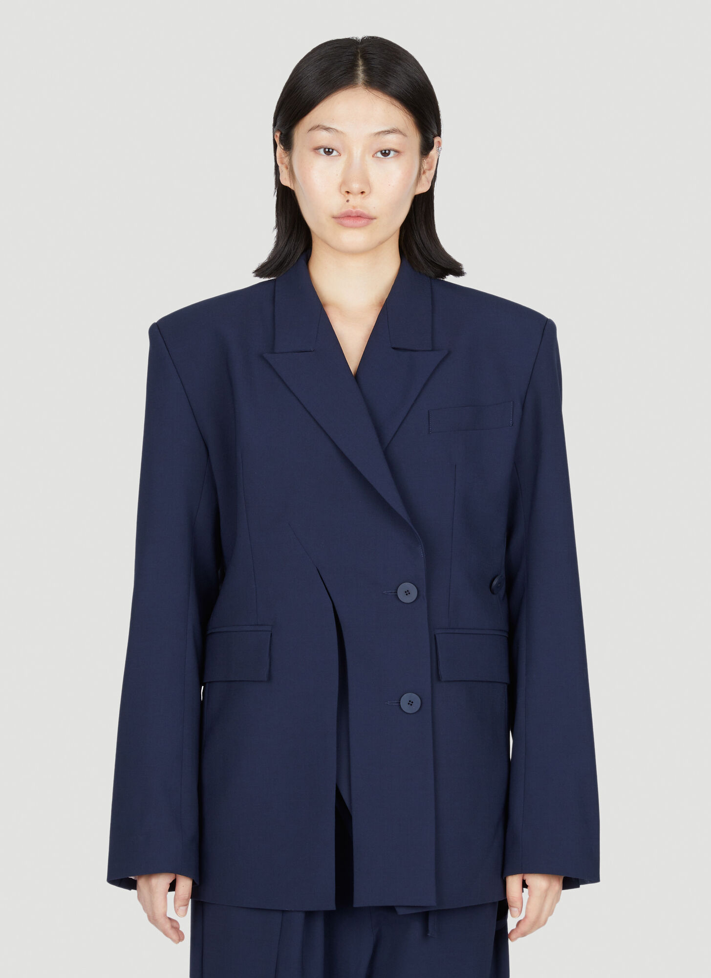 Ottolinger Signature Split Double-breasted Blazer In Blue