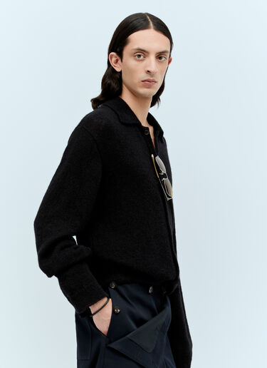 Bottega Veneta 編み込みレザーブレスレット ブラック bov0155040