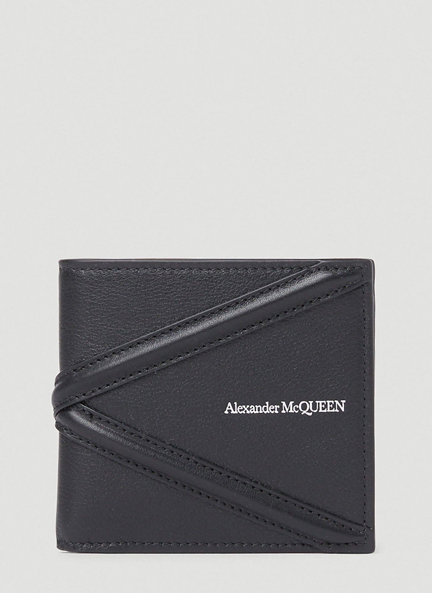 McQueen Bifold Wallet With Logo In Black Calfskin main image 0