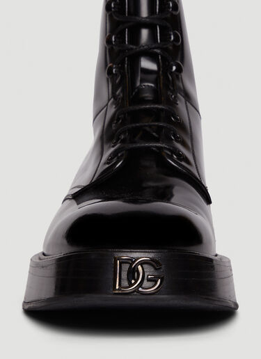 Dolce & Gabbana Brushed Lace Up Boots Black dol0147043