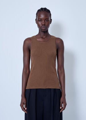 Saint Laurent Cassandre Tank Top Brown sla0264036