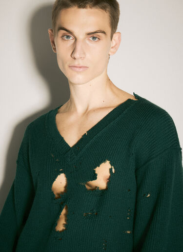Vetements Destroyed Sweater Green vet0158010