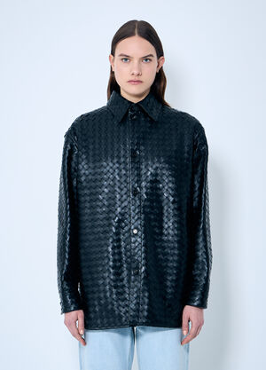 Bottega Veneta Intrecciato Leather Overshirt Black bov0259004