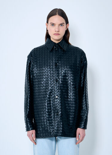 Bottega Veneta Intrecciato Leather Overshirt Black bov0259004